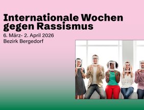 diverse group of people holding up white frames to their faces