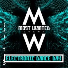 Logo des Most Wanted Events mit Schriftzug 'Electronic Dance Day'.