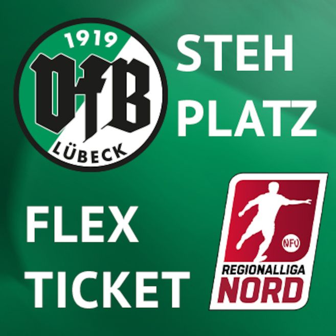 Grafik einer Sechser-Flexkarte 26/27 für Stehplatz D/E des VfB Lübeck in der Regionalliga Nord.