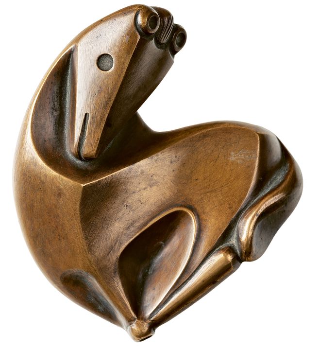 Bronzeskulptur eines stilisierten Pferdes von Ewald Mataré, 1945.