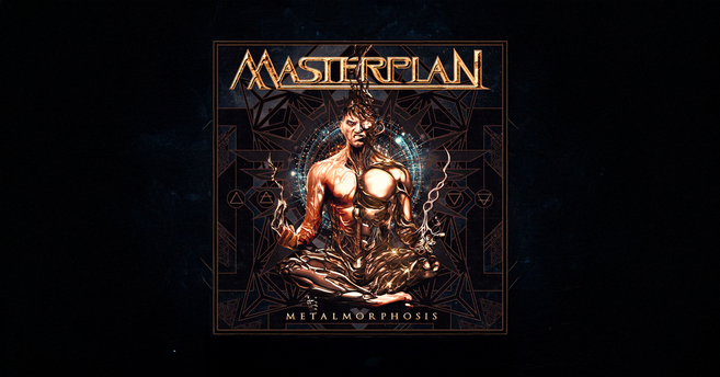 Cover der Metalmorphosis Tour 2026 von Masterplan mit einer futuristischen, metallischen Figur im Zentrum.