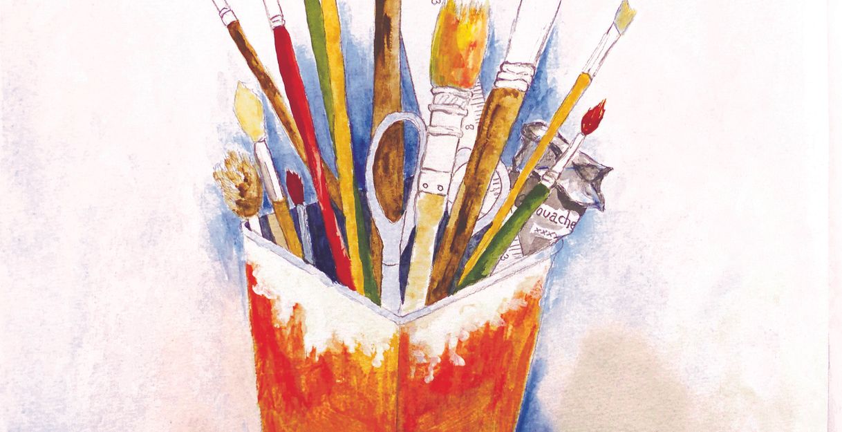 Ein Becher mit Pinseln