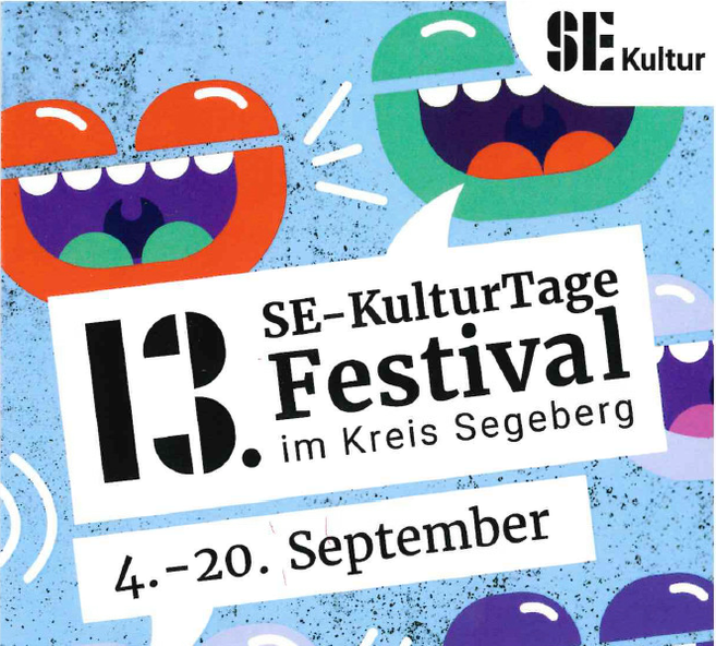 A colorful poster for the 13th SE-KulturTage Festival in the Segeberg district. The festival takes place from September 4 to September 20.