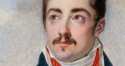 Porträt eines Mannes mit Schnurrbart in historischer Kleidung.