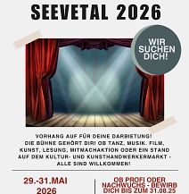 Poster für das Kulturfestival Seevetal 2026 mit Bühne und Vorhang.